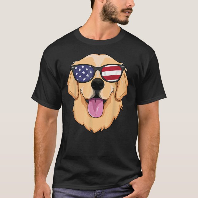 Amerikanska golden Retriever 4:e juli För manar po T Shirt (Framsida)