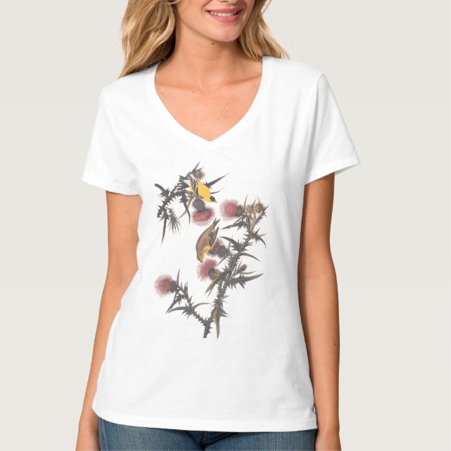 Amerikanska Goldfinch Birds T Shirt (Framsida)