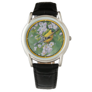 Amerikanska Goldfinch- och Rosa Apple-Blommar Armbandsur