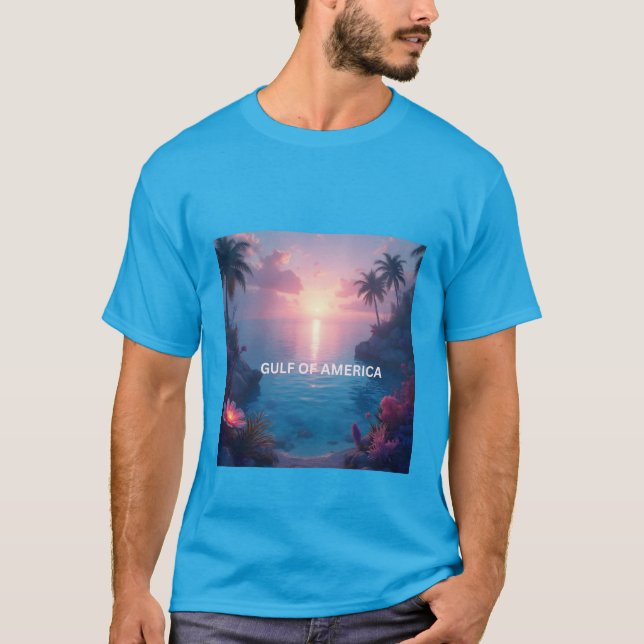 Amerikanska golfen med solnedgång t shirt (Framsida)