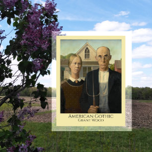 Amerikanska Gothic, Americana, Grant Wood Vykort