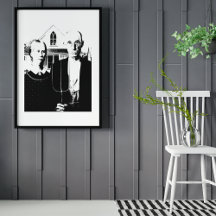 Amerikanska Gothic Black and White utan ram