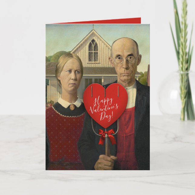 Amerikanska Gothic Valentine-Kärlek-Behållor Helgkort (Framsida)