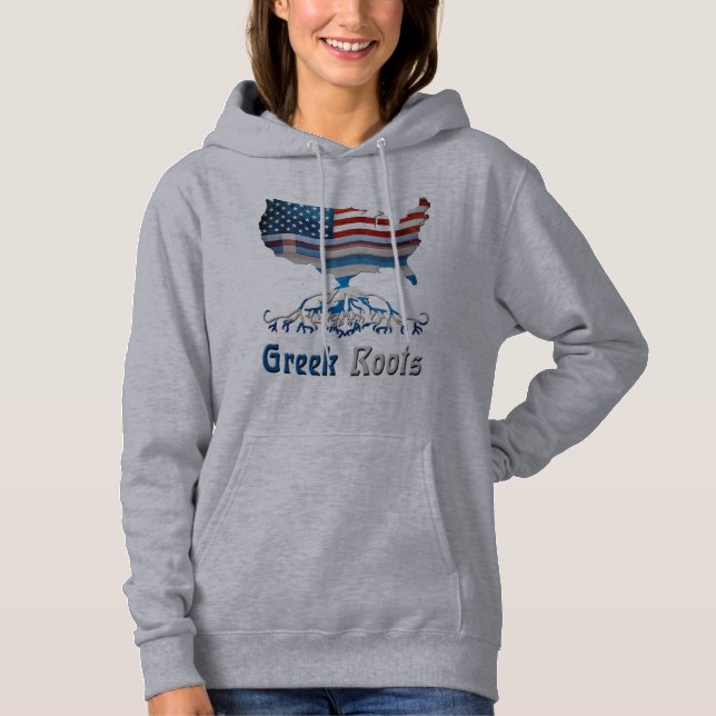 Amerikanska grekisk-grekiska rötter Karta Flaggor T Shirt (Framsida)