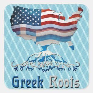 Amerikanska grekisk-grekiska rötter Stickers Fyrkantigt Klistermärke