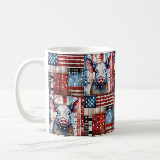 Amerikanska Gris Farm folkkonst Kaffemugg (Vänster)