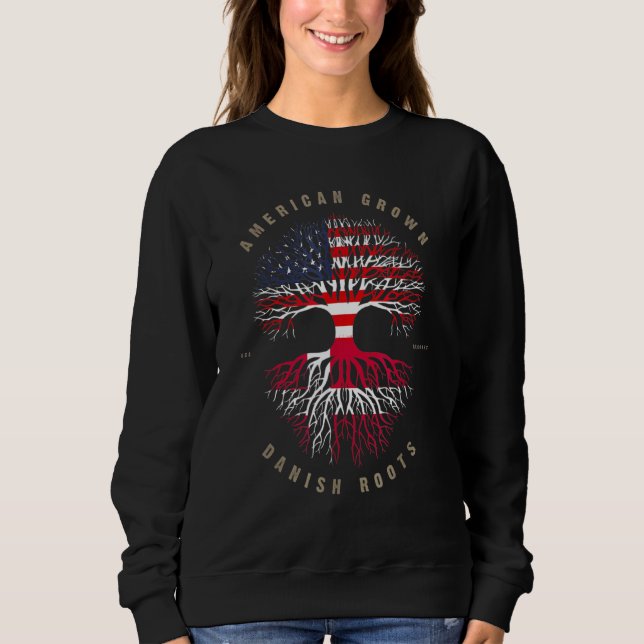 Amerikanska grown Danish Roots Danmark Flagga T Shirt (Framsida)