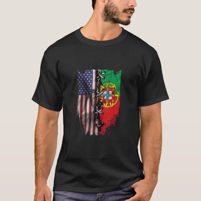 Amerikanska grown portugisisk Roots USA Flagga T Shirt (Framsida)