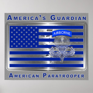 Amerikanska Guardian Airborne Paratrooper Flagga Poster