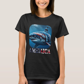 Amerikanska haj Patriotic USA Ocean Awareness T Shirt