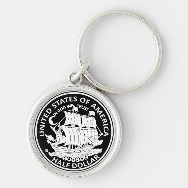 Amerikanska halvdollarmynt Handmade Rund Silverfärgad Nyckelring (Framsidan)