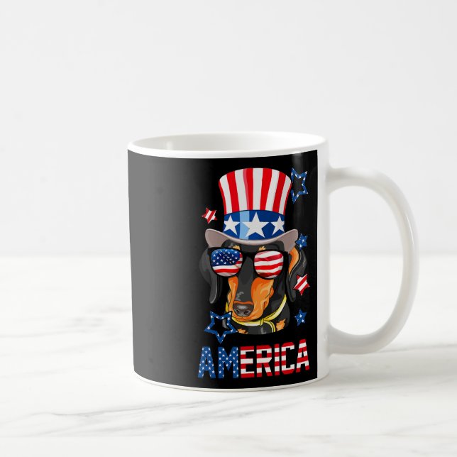 Amerikanska Hund Doxie 4 juli Te Kaffemugg (Höger)