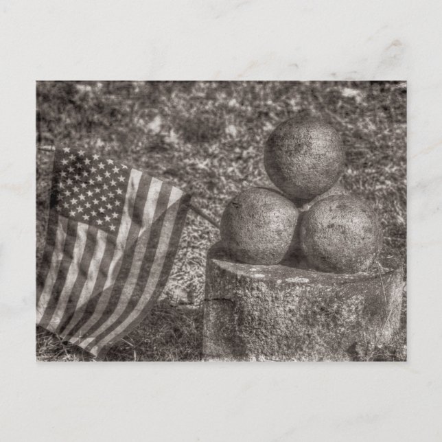 Amerikanska inbördeskrigskanonbollar Vintage Vykort (Framsida)
