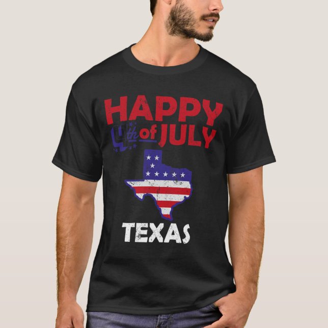 Amerikanska Independence day 4 juli Veteran Texas T Shirt (Framsida)
