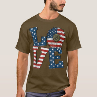Amerikanska Independence day USA flagga Solrosblom T Shirt