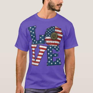 Amerikanska Independence day USA flagga Solrosblom T Shirt