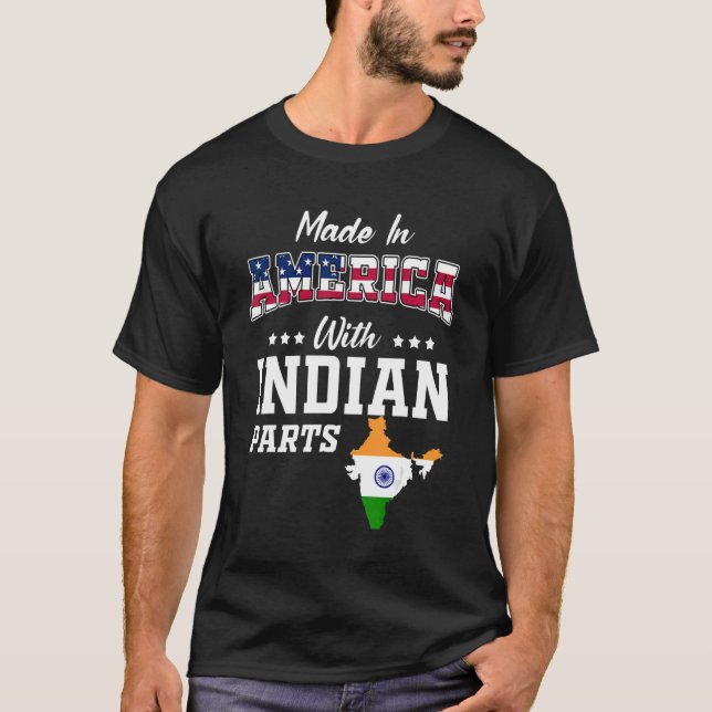Amerikanska indiska delar Indien Karta USA flagga T Shirt (Framsida)