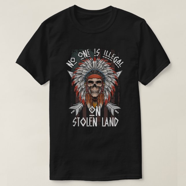 Amerikanska - ingen är olaglig på stenkolsmark   t shirt (Design framsida)