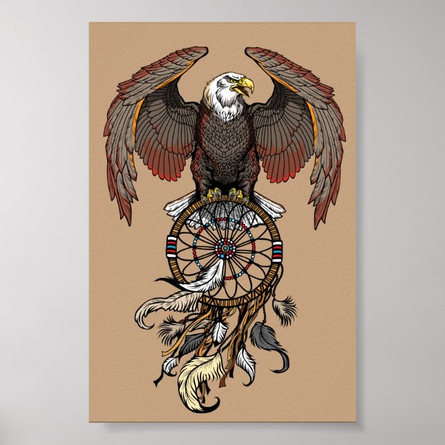Amerikanska inhemska indianer drömamcatcher poster (Framsidan)