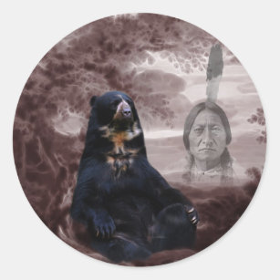 Amerikanska inhemska indiska svarta björn runt klistermärke