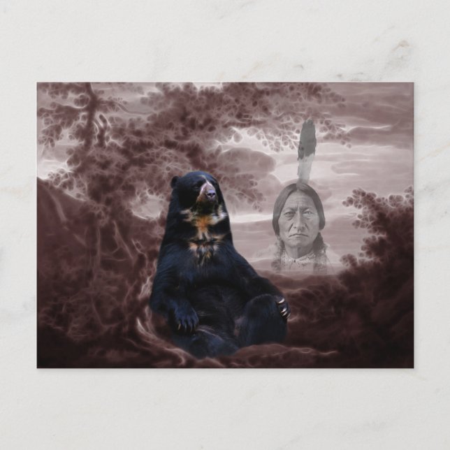 Amerikanska inhemska indiska svarta björn vykort (Framsida)
