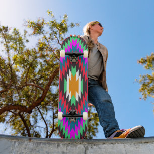 Amerikanska inhemska motif indie geometric mönster mini skateboard bräda 18,5 cm