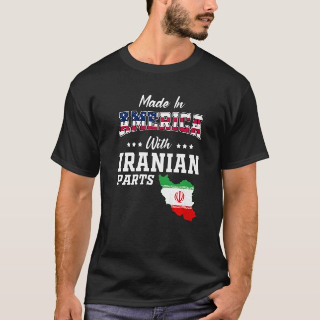 Amerikanska iranska delar Iran Karta USA flagga T Shirt (Framsida)