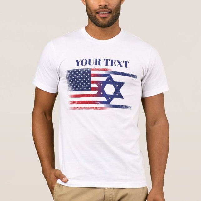 Amerikanska Israel-Flagga T Shirt (Framsida)