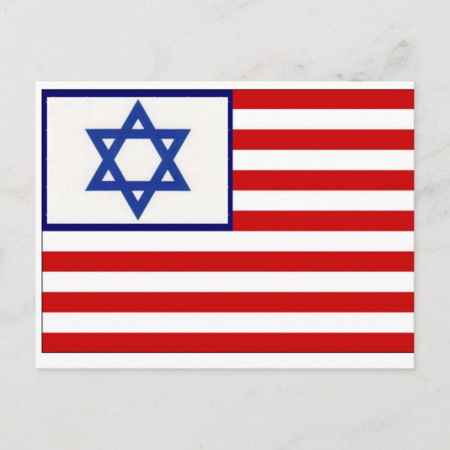 Amerikanska Israel Flagga ~ Tillsammans står vi ~  Vykort (Framsida)