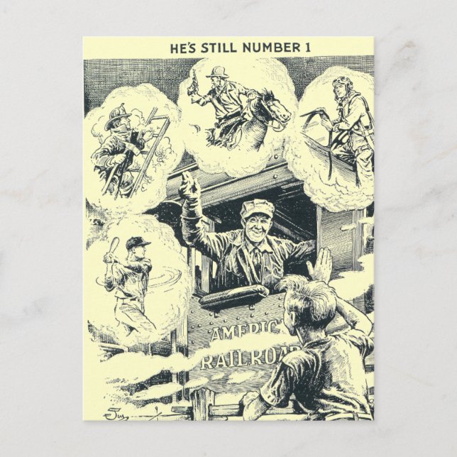 Amerikanska järnvägen Tåg Ingenjör Vykort (Framsida)