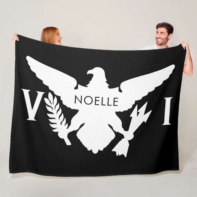 Amerikanska Jungfruöarna Flagga, Black & White Fleecefilt (På plats)