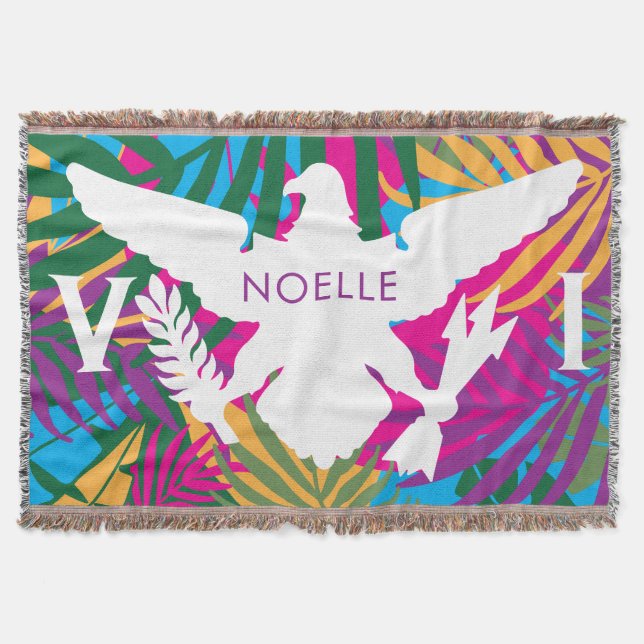 Amerikanska Jungfruöarna Flagga, Colorful Tropical Filt (Framsidan)