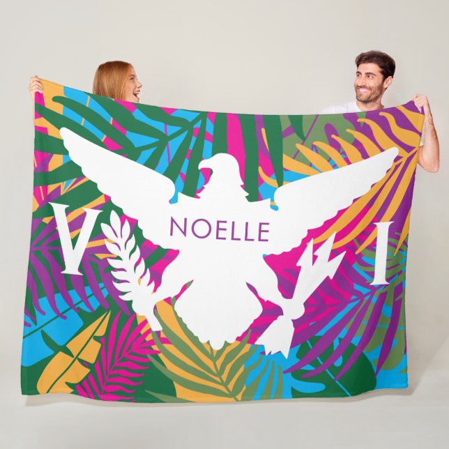 Amerikanska Jungfruöarna Flagga, Colorful Tropical Fleecefilt (På plats)