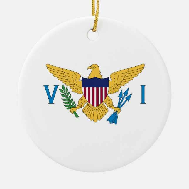 Amerikanska Jungfruöarna flagga Julgransprydnad Keramik (Framsidan)