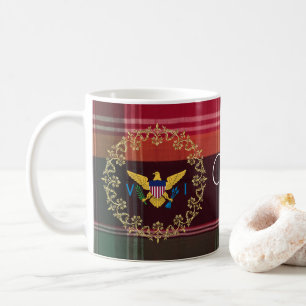 Amerikanska Jungfruöarna Flagga Madras USVI Monogr Kaffemugg
