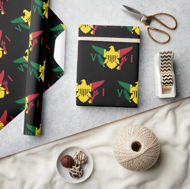 Amerikanska Jungfruöarna Flagga | Röd Gult Grönt Presentpapper (Hantverk)