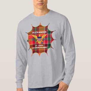 Amerikanska Jungfruöarna Flagga St. Croix Madras A T Shirt