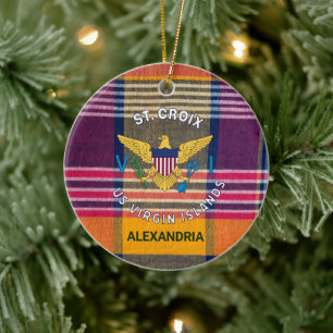 Amerikanska Jungfruöarna Flagga St. Croix Madras P Julgransprydnad Keramik
