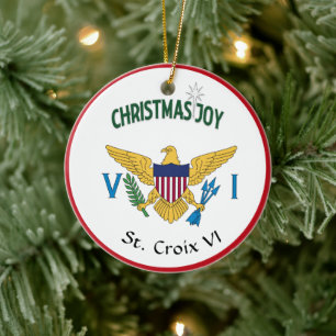 Amerikanska Jungfruöarna Flagga St. Croix USVI Jul Julgransprydnad Keramik