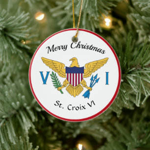 Amerikanska Jungfruöarna Flagga St. Croix USVI Jul Julgransprydnad Keramik