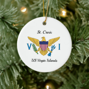 Amerikanska Jungfruöarna Flagga St. Croix USVI Jul Julgransprydnad Keramik