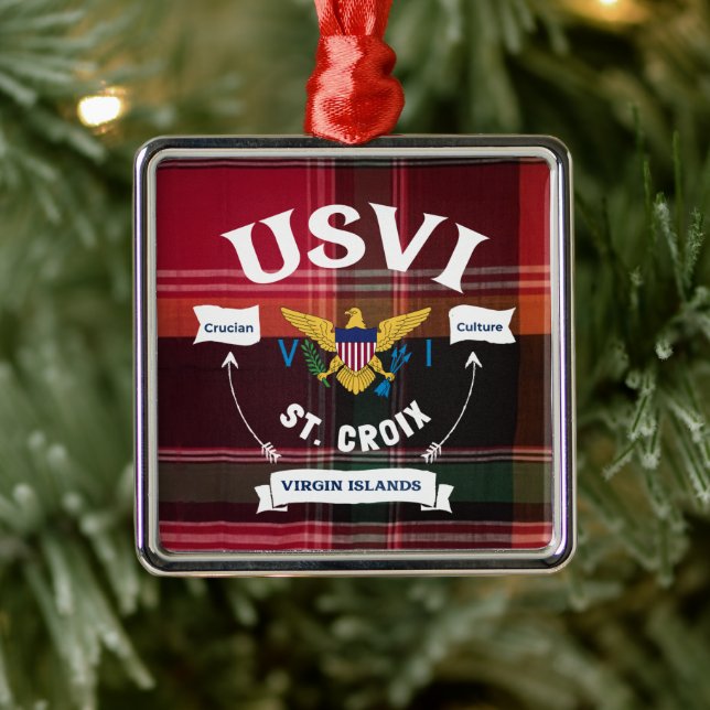 Amerikanska Jungfruöarna Flagga St. Croix USVI Jul Julgransprydnad Metall (Träd)