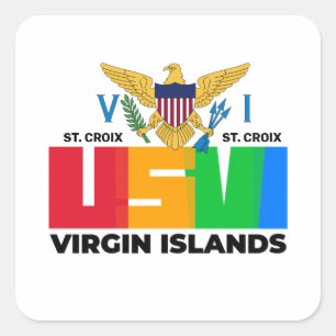 Amerikanska Jungfruöarna Flagga St. Croix USVI Kar Fyrkantigt Klistermärke