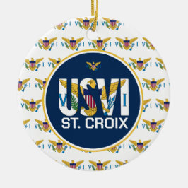 Amerikanska Jungfruöarna Flagga St. Croix USVI Kar Julgransprydnad Keramik