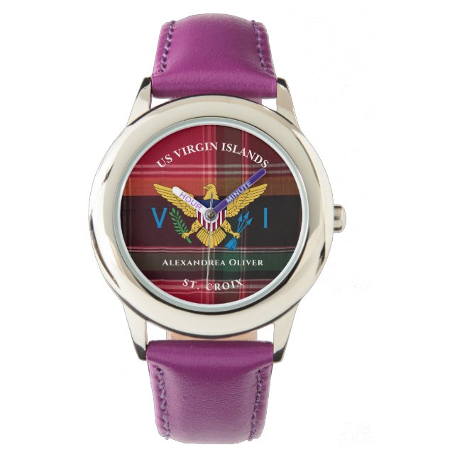 Amerikanska Jungfruöarna Flagga St. Croix USVI Mad Armbandsur (Framsida)