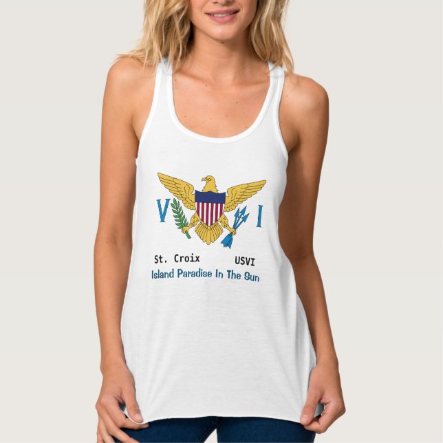 Amerikanska Jungfruöarna Flagga St. Croix USVI Per Linne Med Racerback (Framsida)
