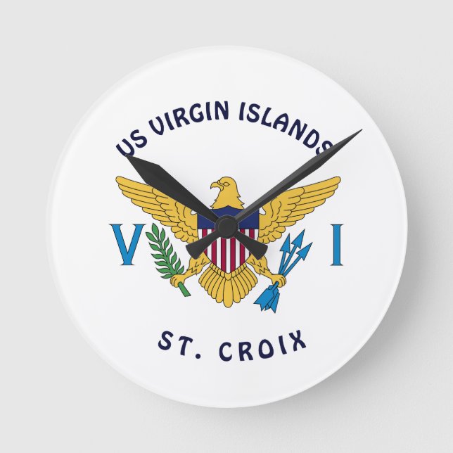 Amerikanska Jungfruöarna Flagga St. Croix USVI Rund Klocka (Framsida)