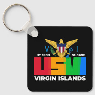 Amerikanska Jungfruöarna Flagga St. Croix USVI Tro Nyckelring