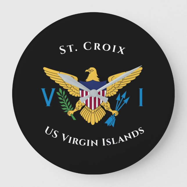 Amerikanska Jungfruöarna Flagga St. Croix USVI Tro Stor Klocka (Framsida)