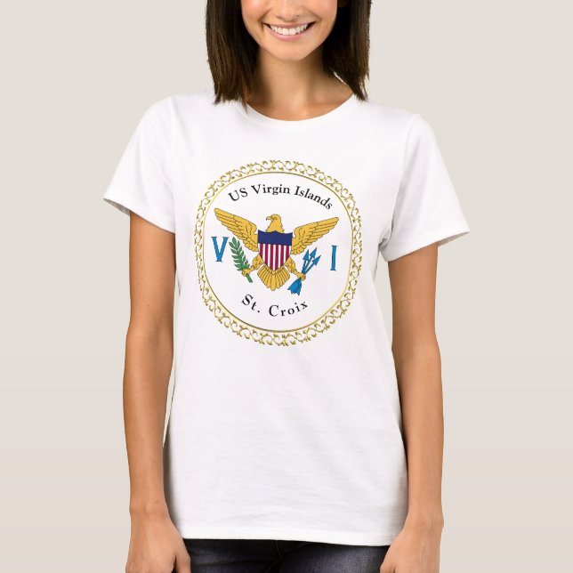 Amerikanska Jungfruöarna Flagga St. Croix USVI Tro T Shirt (Framsida)